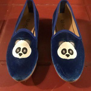 Del Toro blue velvet smoking slippers / shoes, size 5